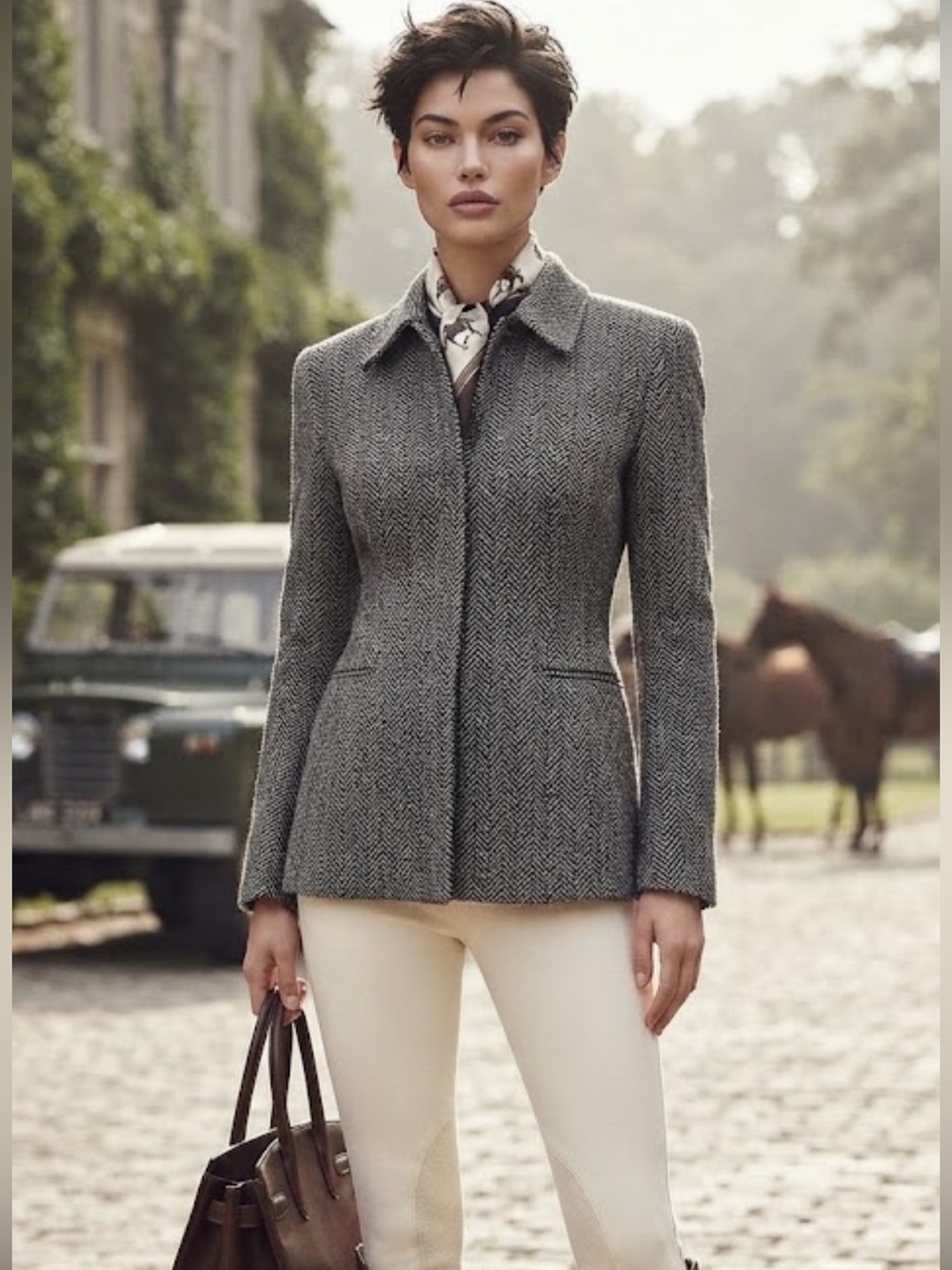 Lauren Ralph Lauren Houndstooth 100% Lambswool Zipper Black n White Jacket
